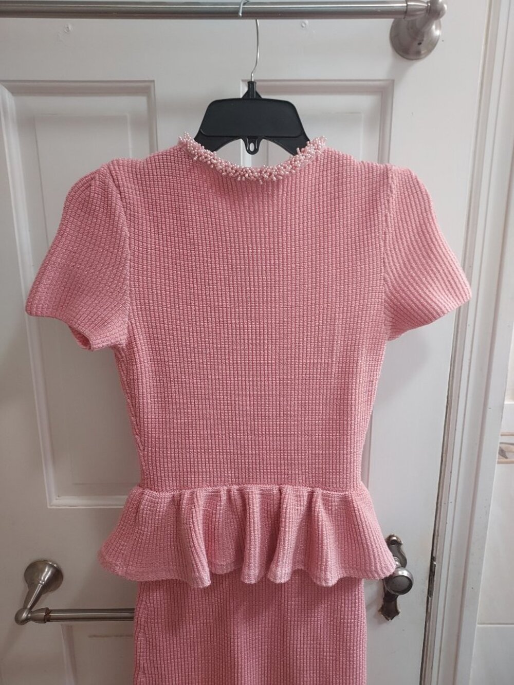 SELF-PORTRAIT Pink Peplum Knit Midi Dress - Picture 7 of 10